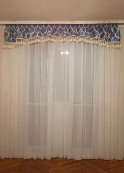 Ламбрекен Firanka Simple Арка з бахрамою карниз 250см блакитний з пісочним (92_8пб)