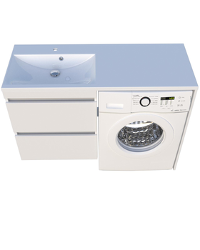 Тумба Jamaica-2 1250 L з умивальником Edison 1250L, білий глянець