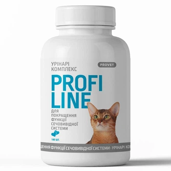 Вітаміни Provet PROFILINE для котів УРІНАРІ комплекс для поліпшення функції сечовивідної системи 180 таб, арт PR243167