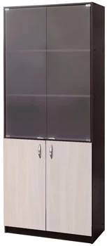 Шкаф для документов МАКСИ-МЕбель (2 двери + 2 фасада (стекло) тип D (800*2000*450) Венге магия/Дуб молочный (8322)