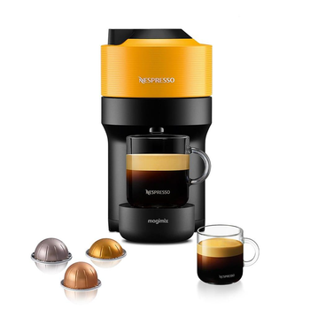 Капсульна кавомашина Nespresso Vertuo Pop Mango Yellow (манго, помаранчевий) та дегустаційний набір на 12 капсул у подарунок