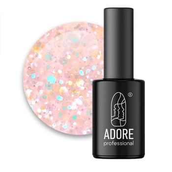 Гель-лак Adore Professional Glam Pop G-01 Beyonce персик с бирюзовым глиттером 7.5 мл (2101030039294)