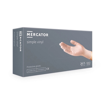 Перчатки виниловые Mercator нестерильные неопудренные M (100шт/пач), прозрачные