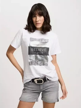 Футболка бавовняна жіноча Cross Jeans 56157-008 XL Біла (8697319731491)
