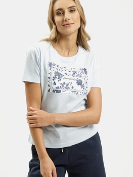 Футболка бавовняна жіноча Cross Jeans 56210-071 XL Блакитна (8697319733242)