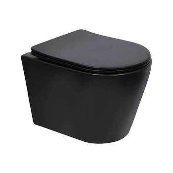 Унитаз подвесной Qtap Scorpio Ultra Quiet безободочный с сидением Soft-close MATT BLACK QT14332380AMB