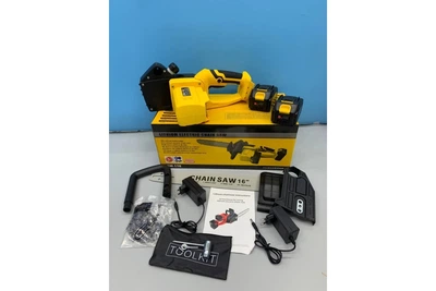 Акумуляторна ланцюгова пила + 2 акумулятори 18 В, 16" Electric SAW, Жовта/ Електропила на акумуляторі для дому, дачі, саду, ремонту, будівництва, демонтажу