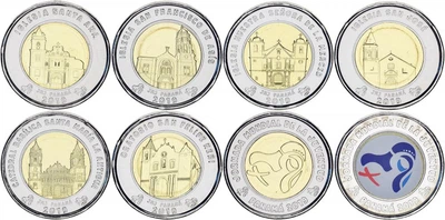 Набір монет Панама набір з 8 монет по 1 бальбоа 2019 Біметал UNC