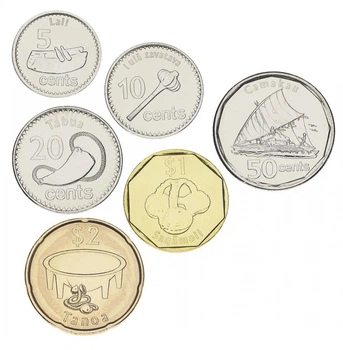 Набор монет Фиджи набор из 6 монет 2012-2014 UNC 5, 10, 20, 50 центов, 1, 2 доллара
