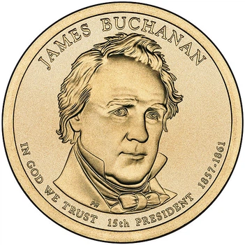 Монета США 1 доллар 2010 P «15-й Президент Джеймс Бьюкенен» UNC (KM#477)