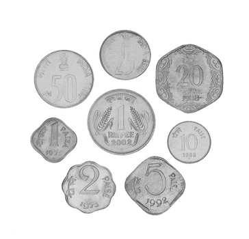Набор монет Индия набор из 8 монет 1991-2002 VF-AU 1, 2, 5, 10, 20, 25, 50 пайса, 1 рупия