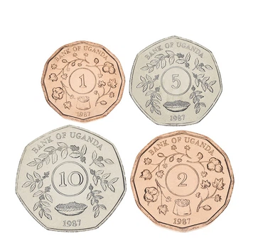 Набор монет Уганда набор из 4 монет 1987 UNC 1, 2, 5, 10 шиллингов