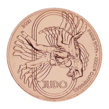 Монета Франция 1/4 евро 2021 UNC XXXIII летние Олимпийские игры 2024 года в Париже - Дзюдо