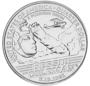 Монета США 25 центов (квотер) 2023 UNC P Женщины Америки - Лётчица Бесси Колман