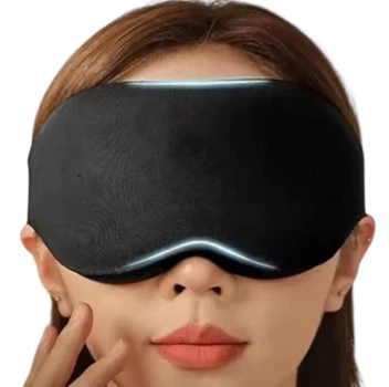 Маска для сна и комфортного отдыха дышащая 3D повязка на глаза с выпуклостями для глаз для мужчин и женщин Эластичная приятная ткань Black