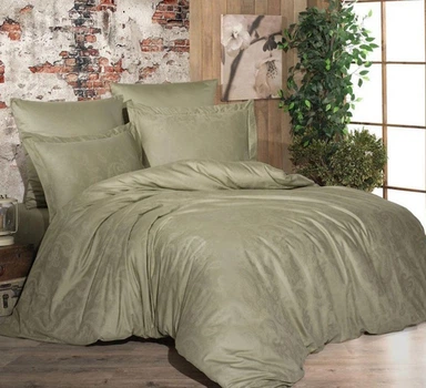 Постільна білизна MERISET OLIVE CURL Жаккард однотонний Полуторний комплект 145х220 см