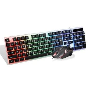 Комплект проводной игровая клавиатура и мышь RIAS K518 с RGB подсветкой USB Black