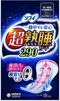 Ночные гигиенические прокладки 29 см, 18 шт. - Unicharm Sofy Deep Sleep Guard 18шт (1317541-4083881)