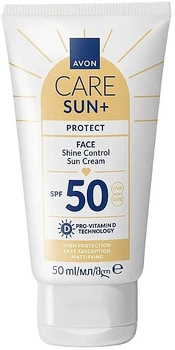 Сонцезахисний матовий крем для обличчя SPF50 - Avon Care Sun+ Protect Shine Control Sun Cream 50ml.