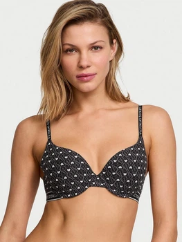 Бюстгальтер Victoria's Secret (2126439778278) Perfect Shape Cotton 70C чорний (принт сердечка)