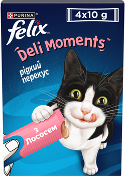 Ласощі для кішок Purina Felix Смачні моменти з лососем 4x10 г (8445291632639)A