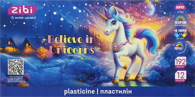 Пластилін ZiBi Unicorn 12 кольорів 192 г (ZB.6282)