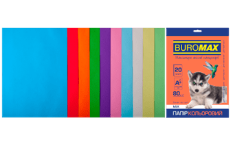 Папір кольоровий 80г/м, А4 10кол./2шт./20арк. BUROMAX 2721620-99, PASTEL+INTENSIV /BM.2721620-99/