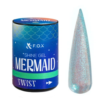 Гель F.O.X Shine Gel Mermaid 002 для укрепления натуральных ногтей светло-бирюзовый с золотисто-розовым блеском 20 мл