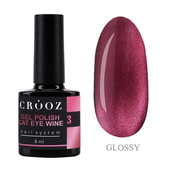 Гель-лак Crooz Cat Eye Wine 03 рожевий з насиченим малиновим підтоном 8 мл