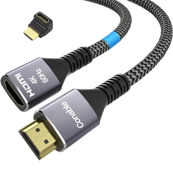 Кабель удлинитель Conable HDMI 2.0, 4K@60Hz, 1.8м, grey + адаптер DOWN Angle