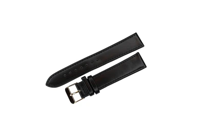 Кожаный ремешок для часов 14 мм черный гладкий Strap (3618)