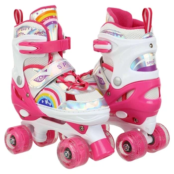 Роликовые коньки раздвижные ролики квады Banwei Sports 176 размер 35-38 White-Pink