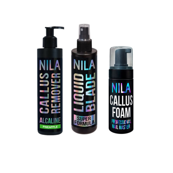 Набор для педикюра Nila: Callus Foam 150 мл + Callus Remover Ананас 250 мл + Liquid Blade 250 мл