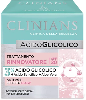 Відновлюючий крем для обличчя Clinians Acido Glicolico для сяйва шкіри 50 мл (8003510038824)