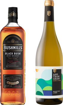 Виски Bushmills Black 8 лет выдержки 0.7 л 40% + Вино Calmel & Joseph Amstramgram Quartier Libre 2023 белое сухое 0.75 л 13.5% (5055966810069_5055966810120+3760044791896)