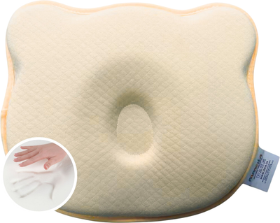 Ортопедична подушка Papaella BabyComfort 27x22x3 см з ефектом пам'яті у формі ведмедика жовта (4820227288717)