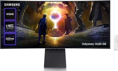 Монітор Samsung 34" Odyssey G8 G850 (LS34DG852SIXUA) -- QD OLED / 0.03 мс / 175Гц / 10-Bit / DCI P3 99.3% / HDR400 True Black / FreeSync Premium / G-SYNC Compatible