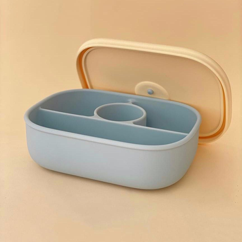 Силиконовый ланч бокс с отсеком для соусов Dusty Blue