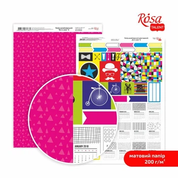 Бумага дизайнерский двусторонний матовый „Be in color“ 8 21х29,7см 200г/м2 ROSA TALENT