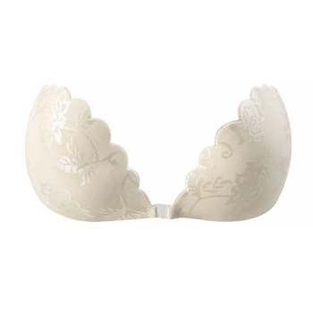 Бюстгалтер-невидимка Lesko Fly Bra G00D89 Ivory C с эффектом Рush Up без бретелей кружевной лиф