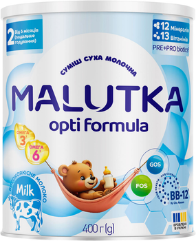 Смесь сухая молочная Малютка Malutka Opti Formula 2 Дальнейшее кормление для питания детей от 6 месяцев 400 г (4820199503344)