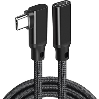 Кабель удлинитель Type-C male - Type-C female 3.2 Gen 2 E-Marker PD 100W угловой 90 градусов 0.5 м Черный (TCMF90-05)
