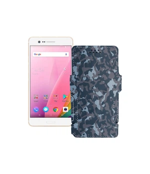 Чохол-книжка з екошкіри для телефону Sharp Z3 Хаки-синій