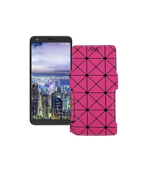 Чохол-книжка з екошкіри для телефону Sharp Aquos B10 Рожевий ромб