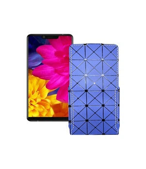 Чохол-флип з екошкіри для телефону Sharp Aquos S3 Синій ромб