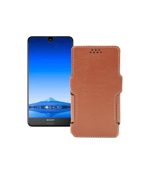 Чохол-книжка з екошкіри для телефону Sharp Aquos S2 (C10) Коричневий