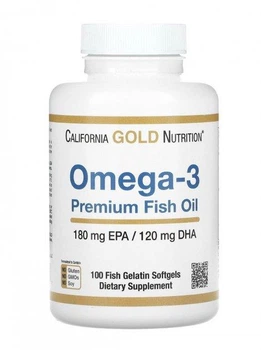 Омега-3, рыбий жир премиального качества, California Gold Nutrition, 100 капсул из рыбьего желатина