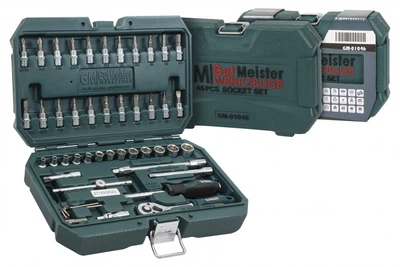 Набір інструментів GUT MEISTER 46 шт 1/4” з тріскачкою, бітами, головками, ключами (GM01046)