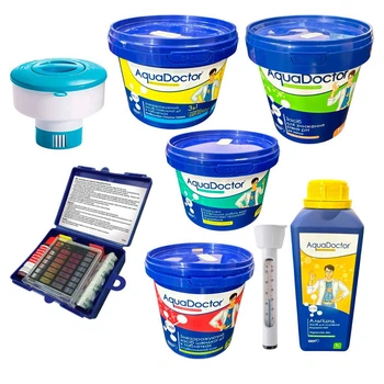 Стартовий набір засобів догляду за басейном 5в1 AquaDoctor Super Kit + Тестер для води + Поплавець + Термометр Набір хімія для басейну (DS294)