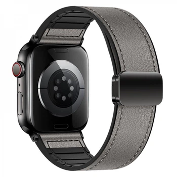 Ремешок для часов Hoco WHЗ4 135-220 мм кожа и эко силикона магнитная застежка Apple Watch Dark Grey